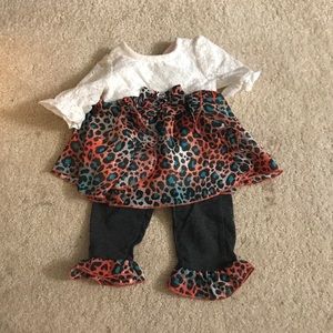 6-9 months baby girl leopard print lace pants set